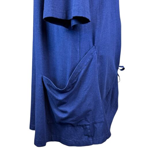 Bryn Walker Josie Tunic Navy Blue Cinched Front V-neck Bamboo Knit Tunic Top - Picture 8 of 16